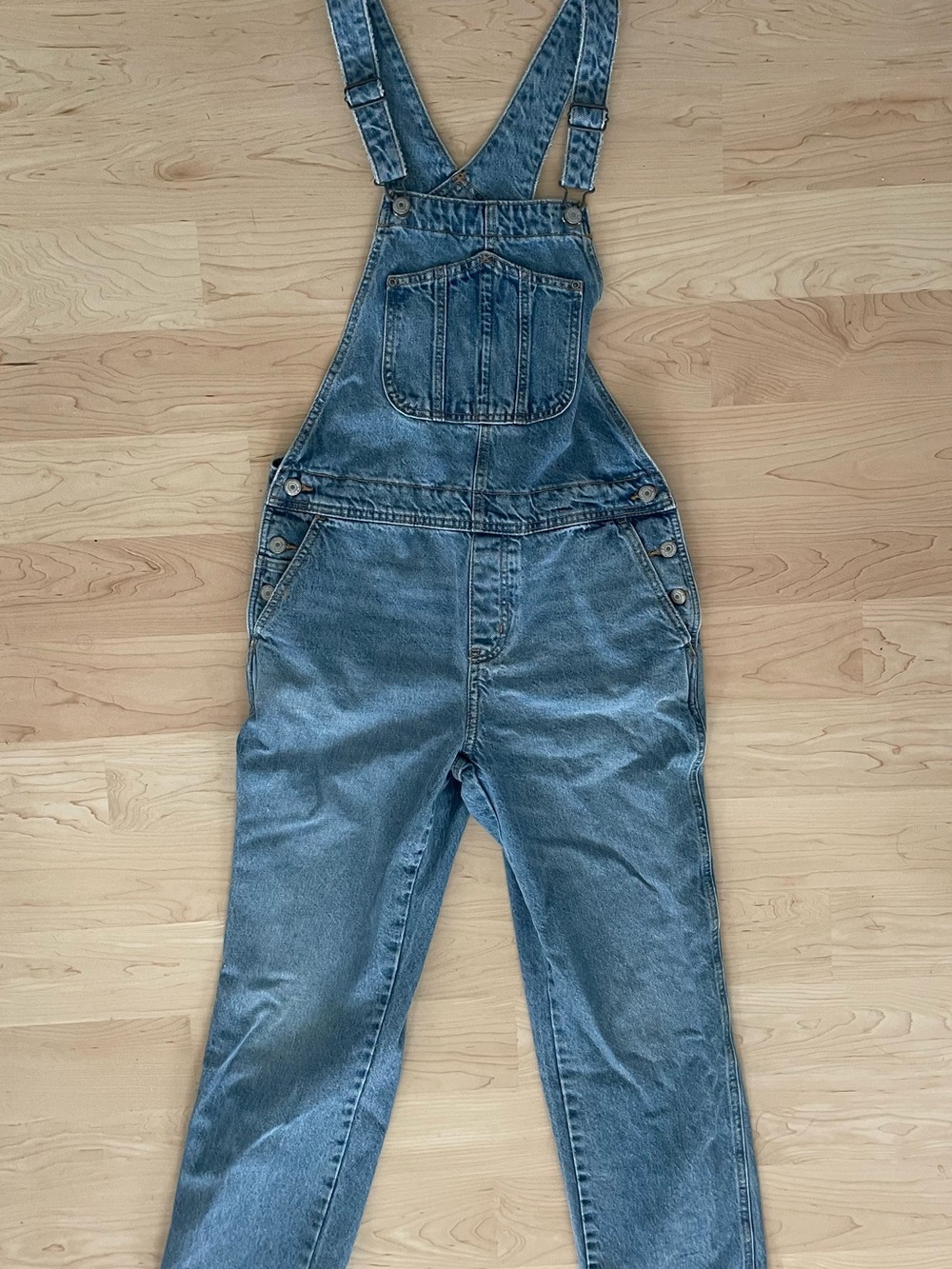 Straight Leg Denim Overalls